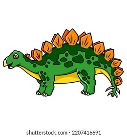 Cartoon happy stegosaurus on white background