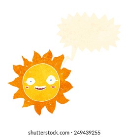 cartoon happy sun with speech bubble