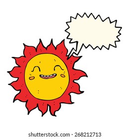 cartoon happy sun with speech bubble