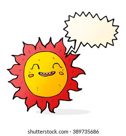 cartoon happy sun with speech bubble