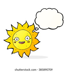 cartoon happy sun with thought bubble