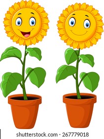Cartoon happy sunflower