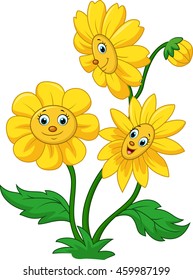 Cartoon happy sunflower