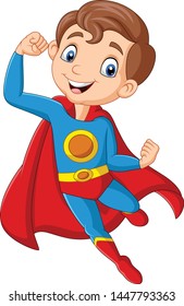 Cartoon happy superhero boy posing