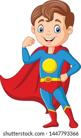 Cartoon Illustration Kid Playing Superhero Stock Vector (Royalty Free ...