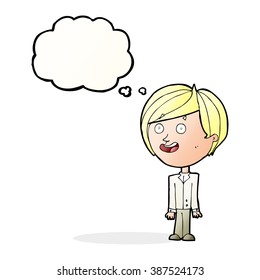 cartoon happy surprised boy with thought bubble