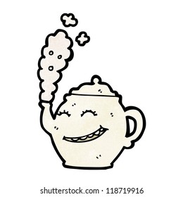 olla de té feliz con dibujos animados