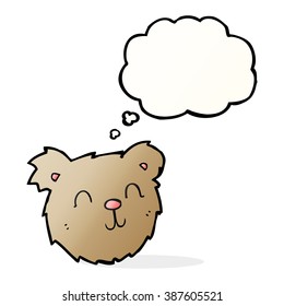 cartoon happy teddy bear face with thought bubble