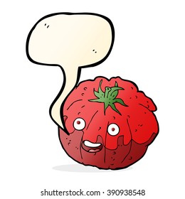 cartoon happy tomato with speech bubble