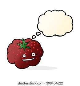 cartoon happy tomato with thought bubble