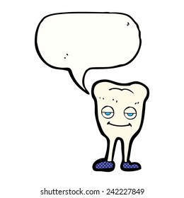 cartoon happy tooth with speech bubble
