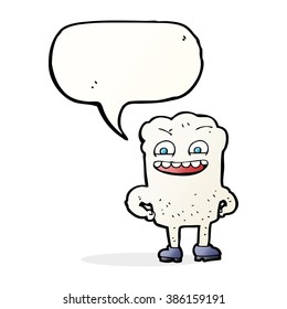 cartoon happy tooth with speech bubble