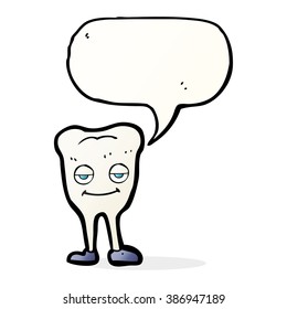 caricatura con diente feliz con burbuja de habla