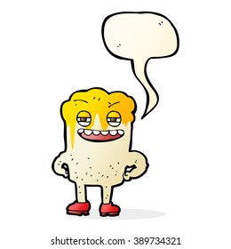 cartoon happy tooth with speech bubble