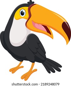 Cartoon happy toucan bird isolated on white background