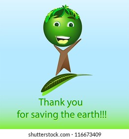 Cartoon happy tree - Save the earth, vector