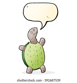 cartoon happy turtle with speech bubble