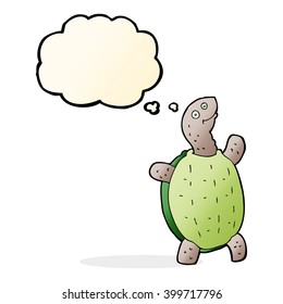 cartoon happy turtle with thought bubble