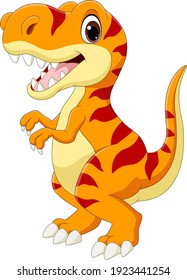 Cartoon happy tyrannosaurus on white background