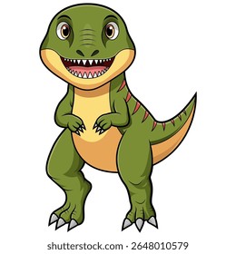 Cartoon happy tyrannosaurus on white background