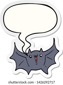 Cartoon Happy Vampire Fledermaus mit Redeblase-Aufkleber