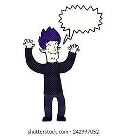 caricaturista feliz vampiro con burbuja de habla