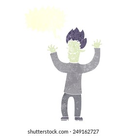 cartoon happy vampire man with speech bubble