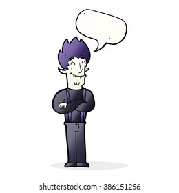 Cartoon Happy Vampire Mann mit Sprachblase