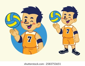 Cartoon of Happy Volleyball Player Mascot