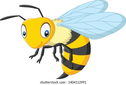 Cartoon happy wasp isolated on white background