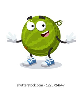 cartoon happy watermelon mascot smiling on white background