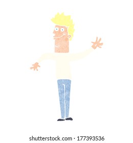 cartoon happy waving man
