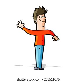 cartoon happy waving man
