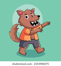 Cartoon happy werewolf halloween vector