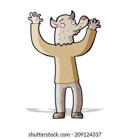 cartoon happy werewolf man
