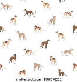 Cartoon happy whippet - simple trendy pattern with dogs. Flat vector illustration for prints, clothing, packaging and postcards. 