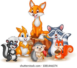 Cartoon Happy Wild Animals