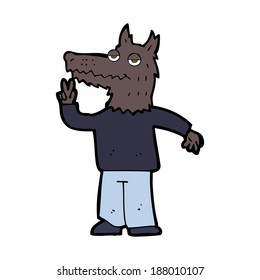 cartoon happy wolf man