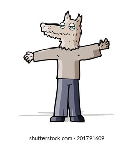 caricatura de un hombre lobo feliz