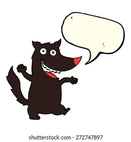 Cartoon-Happy-Wolf mit Sprachblase