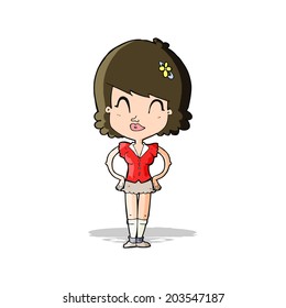 cartoon happy woman