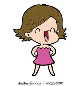cartoon happy woman