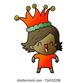 cartoon happy woman