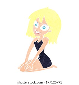 cartoon happy woman in dress