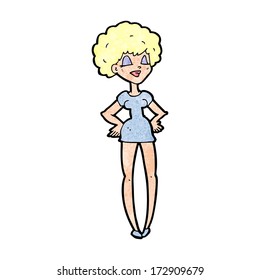 cartoon happy woman with hands on hips