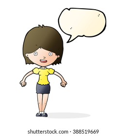 cartoon happy woman with speech bubble