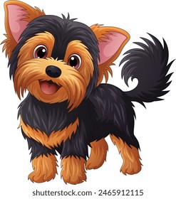 Cartoon happy yorkshire terrier dog