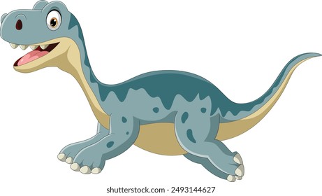 Caricatura feliz joven dinosaurio corriendo