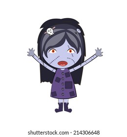 cartoon happy zombie girl Cute doodles drawings