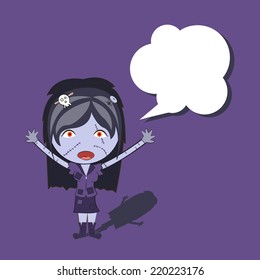 cartoon happy zombie girl Cute doodles drawings